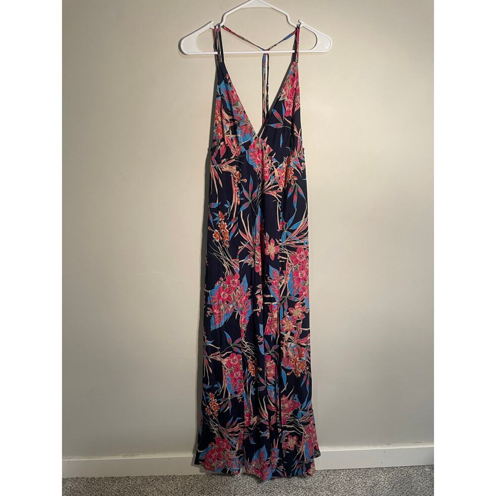 Lulu's Navy Floral Maxi Dress with Pink & Blue Print - Picture 2 of 11